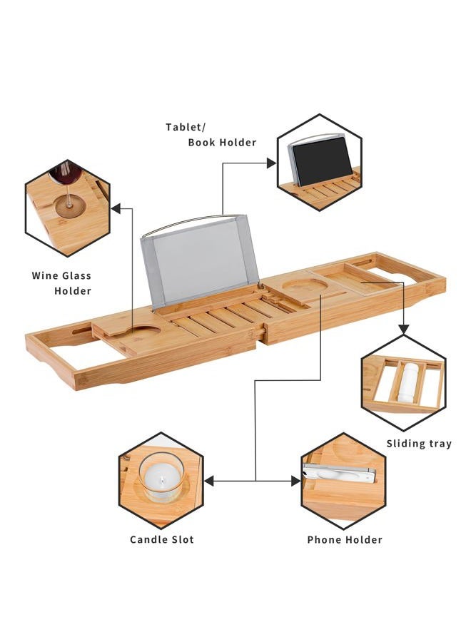 Utoplike Luxury Bamboo Bathtub Caddy and Bathtub Tray with Extending Sides?The Distinctive Design is Closer to Your Life (1 Sliding Tray) - Image 5